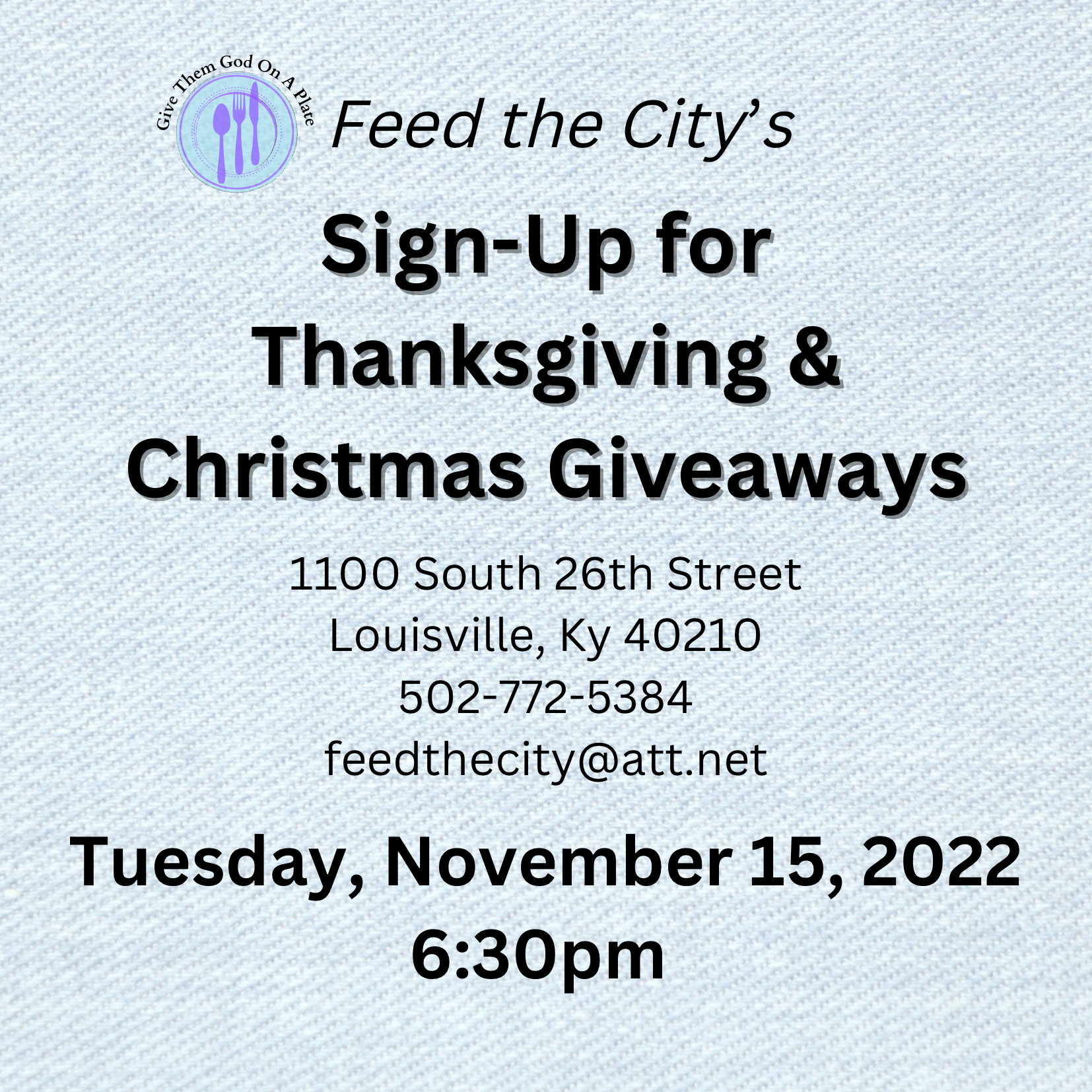 <h1 class="tribe-events-single-event-title">Feed the City’s Sign-Up for Thanksgiving & Christmas Giveaways</h1>