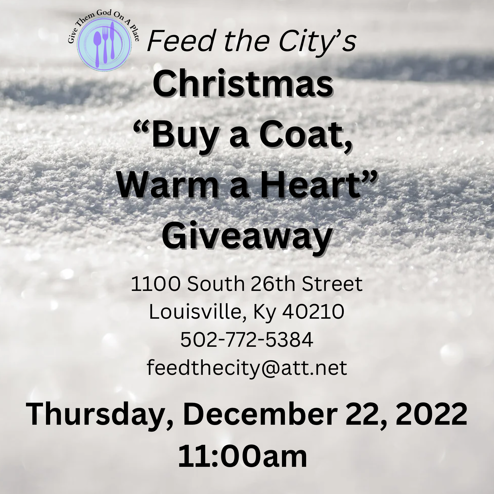 <h1 class="tribe-events-single-event-title">Feed the City’s Christmas “Buy a Coat, Warm a Heart” Giveaway</h1>